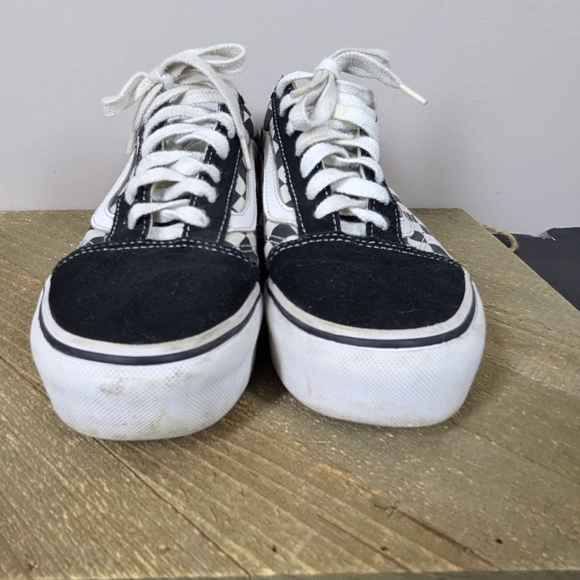 Vans Old Skool Platform Checkerboard Sneakers Women’s 7 / Men’s 5.5 Black White - Picture 4 of 9